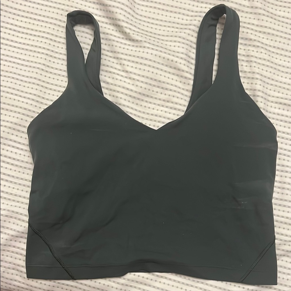 Lululemon Green Sports Bra with V-Neck and Wide Straps